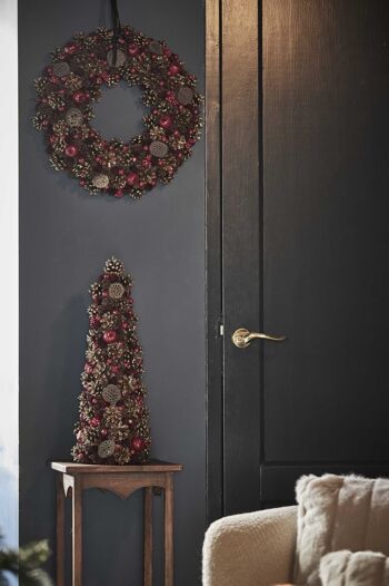 Landelijk de Kerstkrans | ø 30 cm | krans landelijk rond | kerstdecoratie deurkrans | Krans voor de kerst | kerstversiering kransen | Rood 2