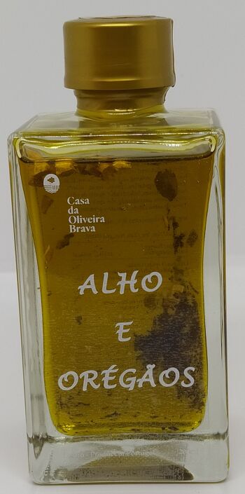 Huile d'olive aromatisée à l'ail et à l'origan