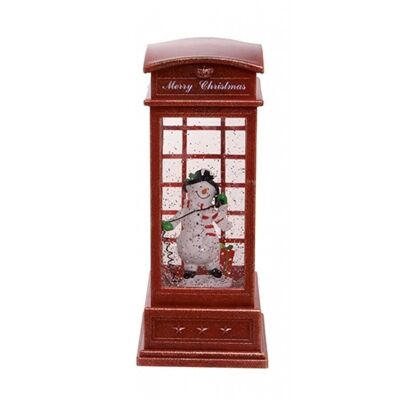 Cabina telefónica decorativa navideña, con música, iluminación y nieve AT-783B