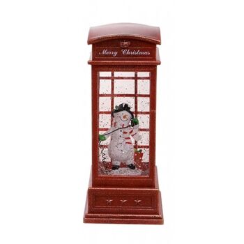 Cabine téléphonique décorative de Noël, avec musique, éclairage et neige AT-783B