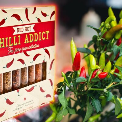 Adicto al chile rojo picante | Colección de 8 especias ardientes | Set de regalo de especias