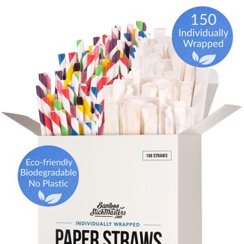 Pailles en papier biodégradables écologiques - paquet de 150 10
