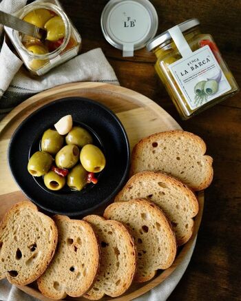 Olives Gordal dénoyautées à l'huile d'olive fumée et fines herbes 130g 3