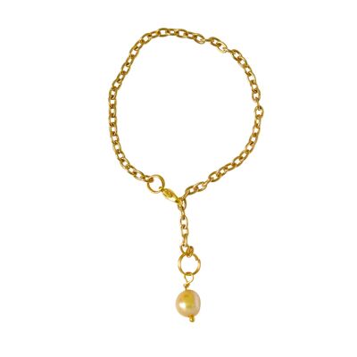 Bracelet ou bracelet de cheville en perles d'eau douce dorées