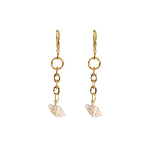 Shell + Chain Drop Loop Earrings