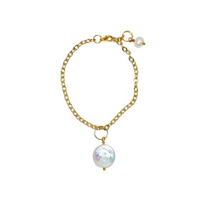 Pulsera o tobillera de perlas blancas de agua dulce