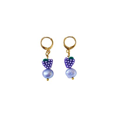 Boucles d'oreilles Raisins et Perles d'eau douce violettes