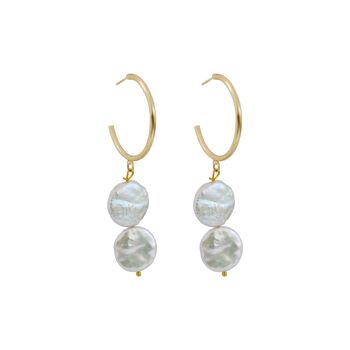 Boucles d'oreilles en argent avec perles d'eau douce Double Pearl Hoop 3