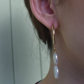 Boucles d'oreilles en argent avec perles d'eau douce Double Pearl Hoop 4