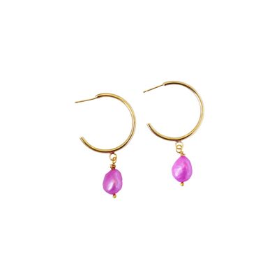 Boucles d'oreilles perles d'eau douce rose Bubblegum