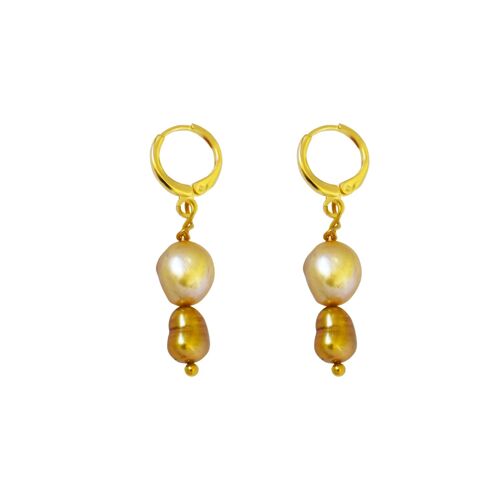 So Gold, Dual Gold Tone Pearl Earrings