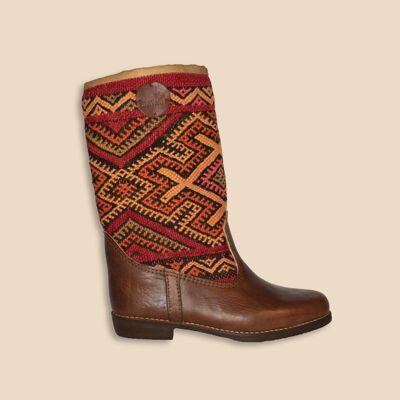 Kilim Boots High Chestnut Brown Leather