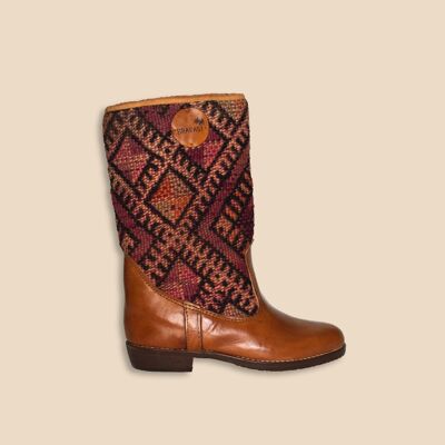 Kilim Boots High Cognac Brown Leather