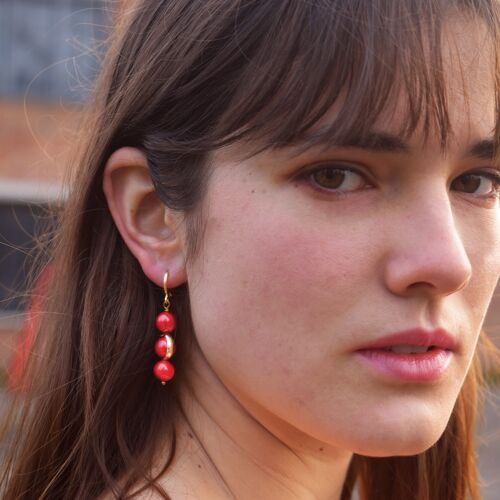 Coral asymmetric earrings