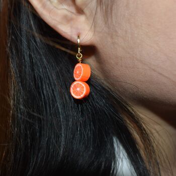 Boucles d'oreilles doubles orange 4