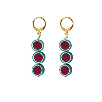 Boucles d'oreilles triple pastèque