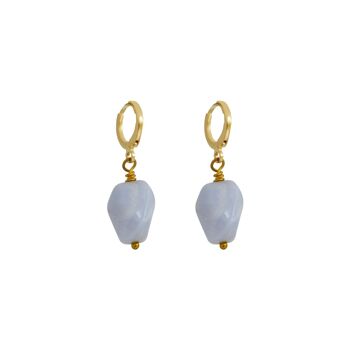 Boucles d'oreilles en agate en dentelle bleue avec pierres précieuses 1