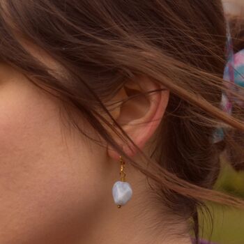 Boucles d'oreilles en agate en dentelle bleue avec pierres précieuses 5