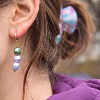 Boucles d'oreilles Meta, perles d'eau douce 4