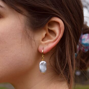 Boucles d'oreilles uniques en argent avec perles 3