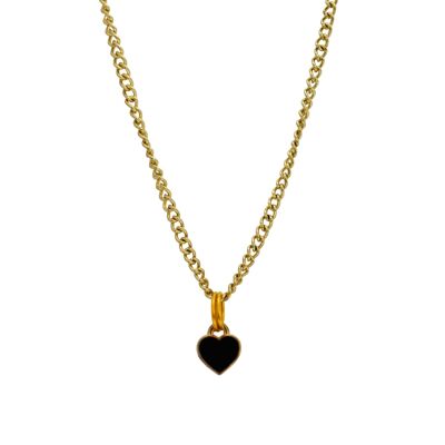 Black heart enamel pendant necklace