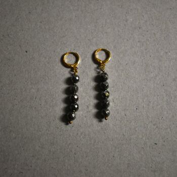 Goutte facettée de 5 boucles d'oreilles en pierre de pyrite 4