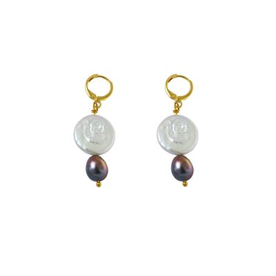 Boucles d'oreilles Coin Pearl avec perle violette