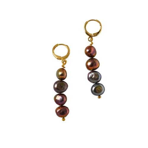 Dark brown / purple potato pearl earrings
