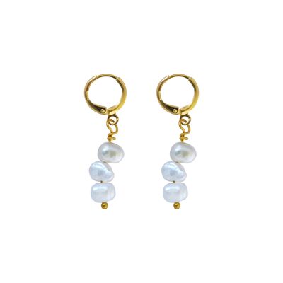 Jije, boucles d'oreilles en perles d'eau douce blanches