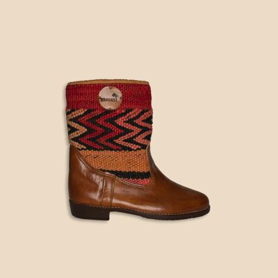 Stivali Kilim Bassi in Pelle Marrone Cognac