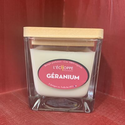 SCENTED CANDLE VEGETABLE WAX 100% SOY - 6X6 80 g GERANIUM