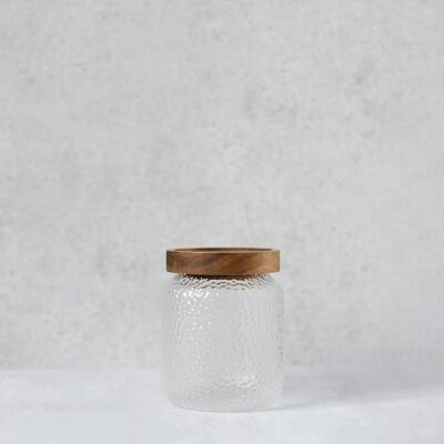 Textured glass jar