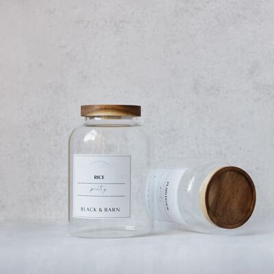 Clear Glass Pantry Jar with Luxury White Label - 1Litre