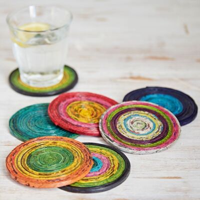 Set of 6 Recycled Newspaper Coasters