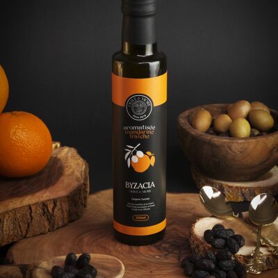 Olive oil flavored with fresh mandarin