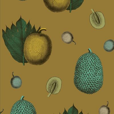 Tropical Fruit Wallpaper - Mustard - NEW COLOUR WAY - roll