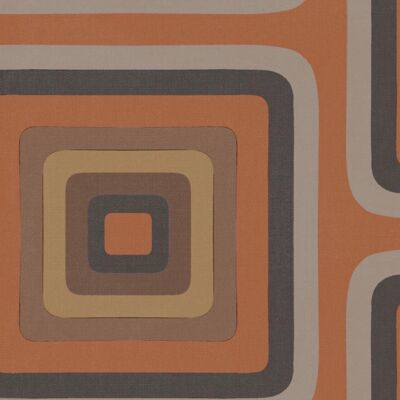 Papier peint géométrique carré rétro - Terre cuite + gris - NOUVEAU - Échantillon