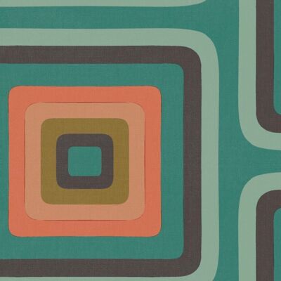 Retro Square Geometric wallpaper - Turquoise - NEW - Roll
