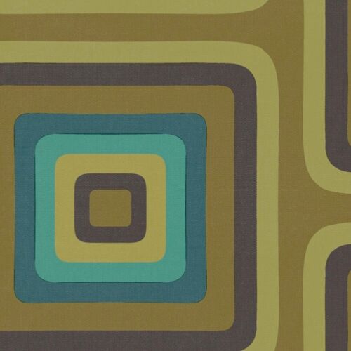 Retro Square Geometric wallpaper - Olive + Turquoise - NEW - Roll