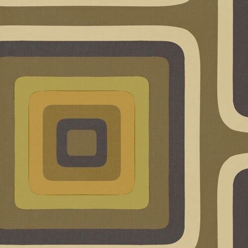 Retro Square Geometric wallpaper - Olive - NEW - Sample