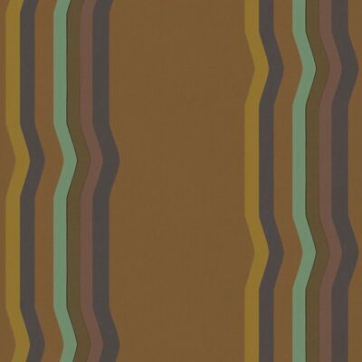 Off - Juego de papel pintado Retro Stripe - Burnt Umber - NUEVA FORMA DE COLOR - Rollo