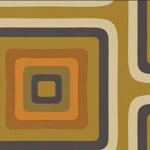 Retro Square Geometric wallpaper - Ochre + Mustard - NEW - Roll
