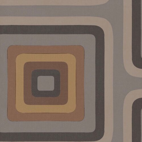 Retro Square Geometric wallpaper - Grey + Tan - NEW - Roll