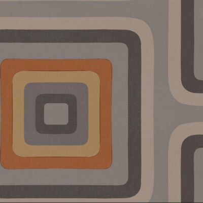 Retro Square Geometric wallpaper - Grey + Terracotta - NEW - Roll