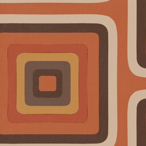 Retro Square Geometric wallpaper - Burnt Orange - NEW - Roll