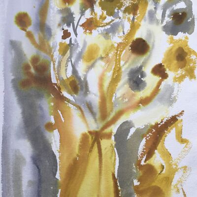 Peinture à l'aquarelle de fleurs - encadrée