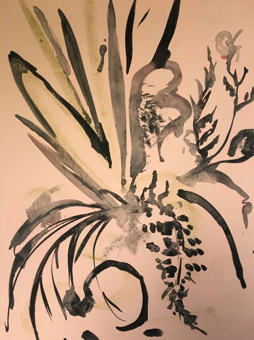 Grasses, Ink and Pastel Study - Unframed
