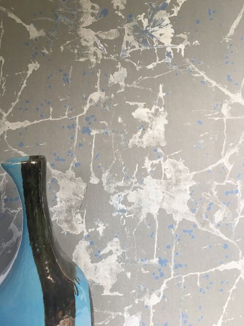 Tie Dye Marble Wallpaper - Grey + Blue - roll
