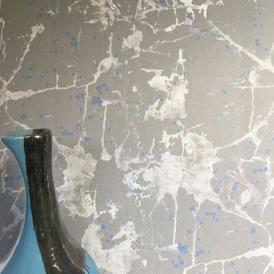 Tie Dye Marble Wallpaper - Grey + Blue - roll