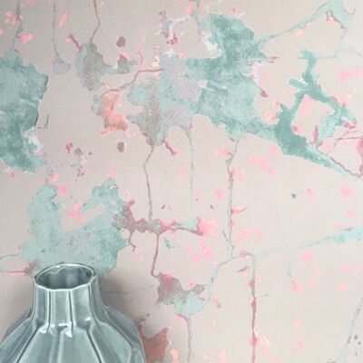 Tie Dye Marble Wallpaper - Mushroom + Blush - sample